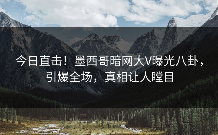 今日直击！墨西哥暗网大V曝光八卦，引爆全场，真相让人瞠目