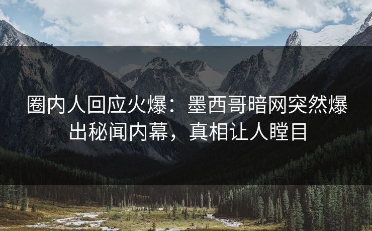 圈内人回应火爆：墨西哥暗网突然爆出秘闻内幕，真相让人瞠目