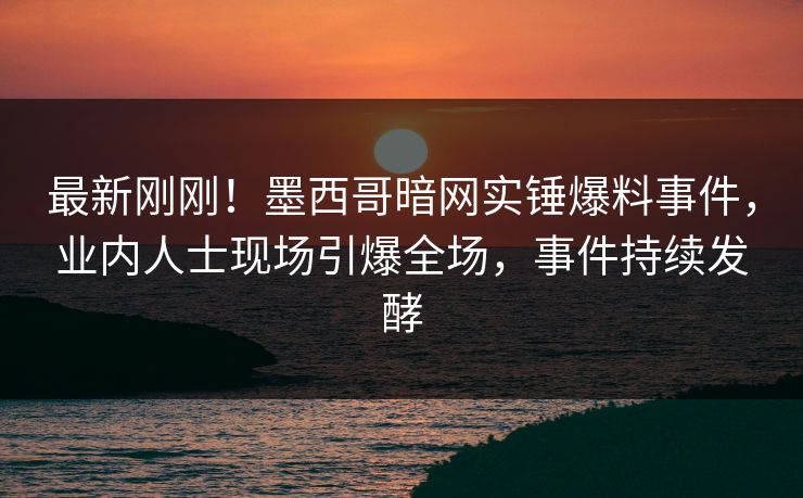 最新刚刚！墨西哥暗网实锤爆料事件，业内人士现场引爆全场，事件持续发酵