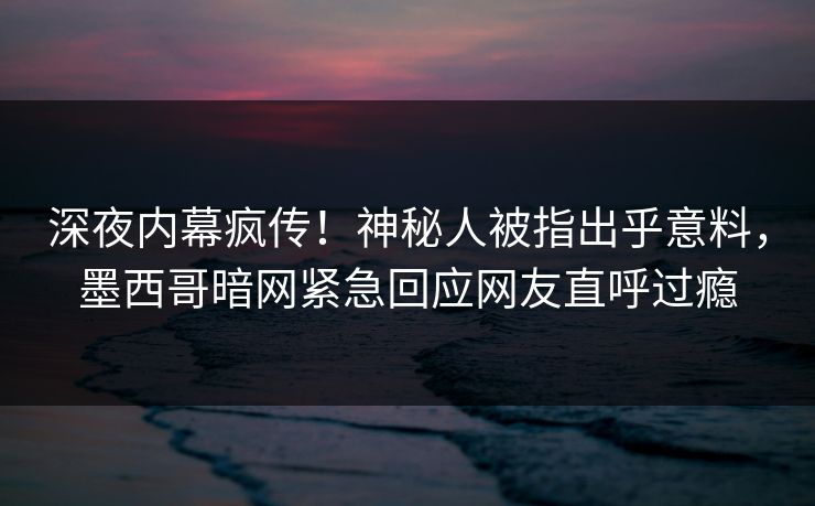 深夜内幕疯传！神秘人被指出乎意料，墨西哥暗网紧急回应网友直呼过瘾