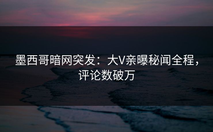 墨西哥暗网突发：大V亲曝秘闻全程，评论数破万