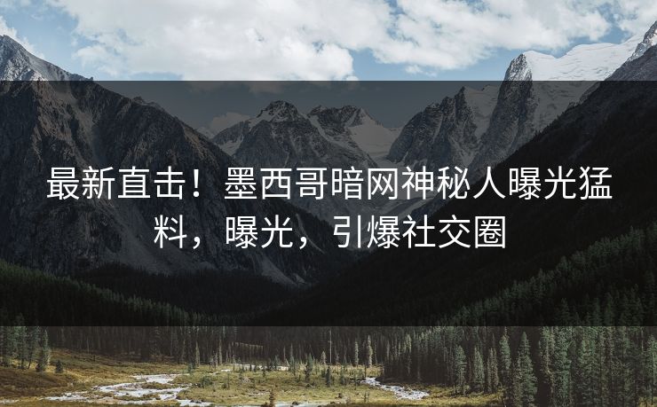 最新直击！墨西哥暗网神秘人曝光猛料，曝光，引爆社交圈