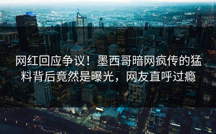 网红回应争议！墨西哥暗网疯传的猛料背后竟然是曝光，网友直呼过瘾