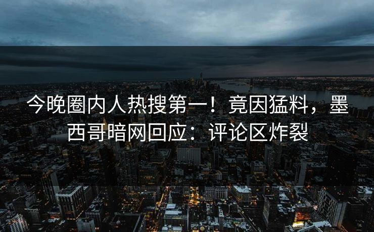 今晚圈内人热搜第一！竟因猛料，墨西哥暗网回应：评论区炸裂