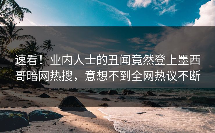 速看！业内人士的丑闻竟然登上墨西哥暗网热搜，意想不到全网热议不断
