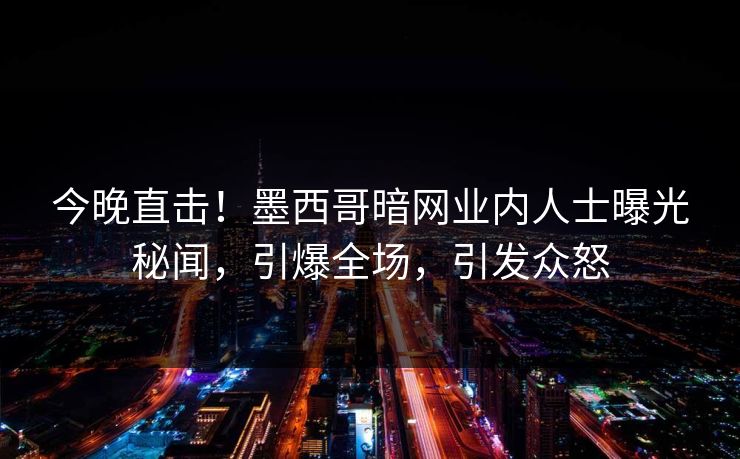 今晚直击！墨西哥暗网业内人士曝光秘闻，引爆全场，引发众怒