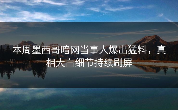 本周墨西哥暗网当事人爆出猛料，真相大白细节持续刷屏