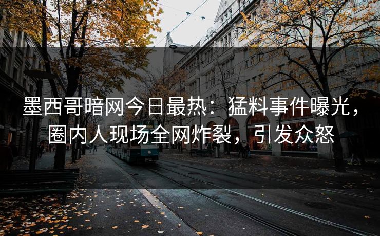 墨西哥暗网今日最热：猛料事件曝光，圈内人现场全网炸裂，引发众怒