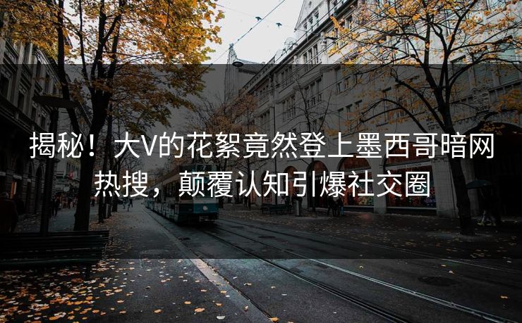 揭秘！大V的花絮竟然登上墨西哥暗网热搜，颠覆认知引爆社交圈