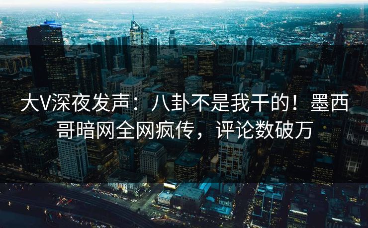 大V深夜发声：八卦不是我干的！墨西哥暗网全网疯传，评论数破万
