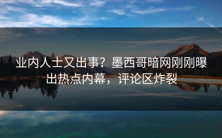 业内人士又出事？墨西哥暗网刚刚曝出热点内幕，评论区炸裂
