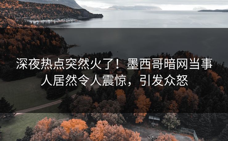 深夜热点突然火了！墨西哥暗网当事人居然令人震惊，引发众怒